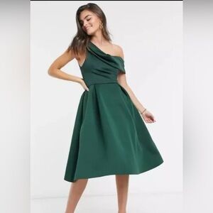 NWT ASOS Elegant Green One-Shoulder Dress Sz 4